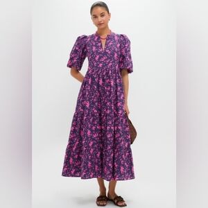 Hyacinth House Norma maxi dress in navy and fuchsia floral print Womens Medium